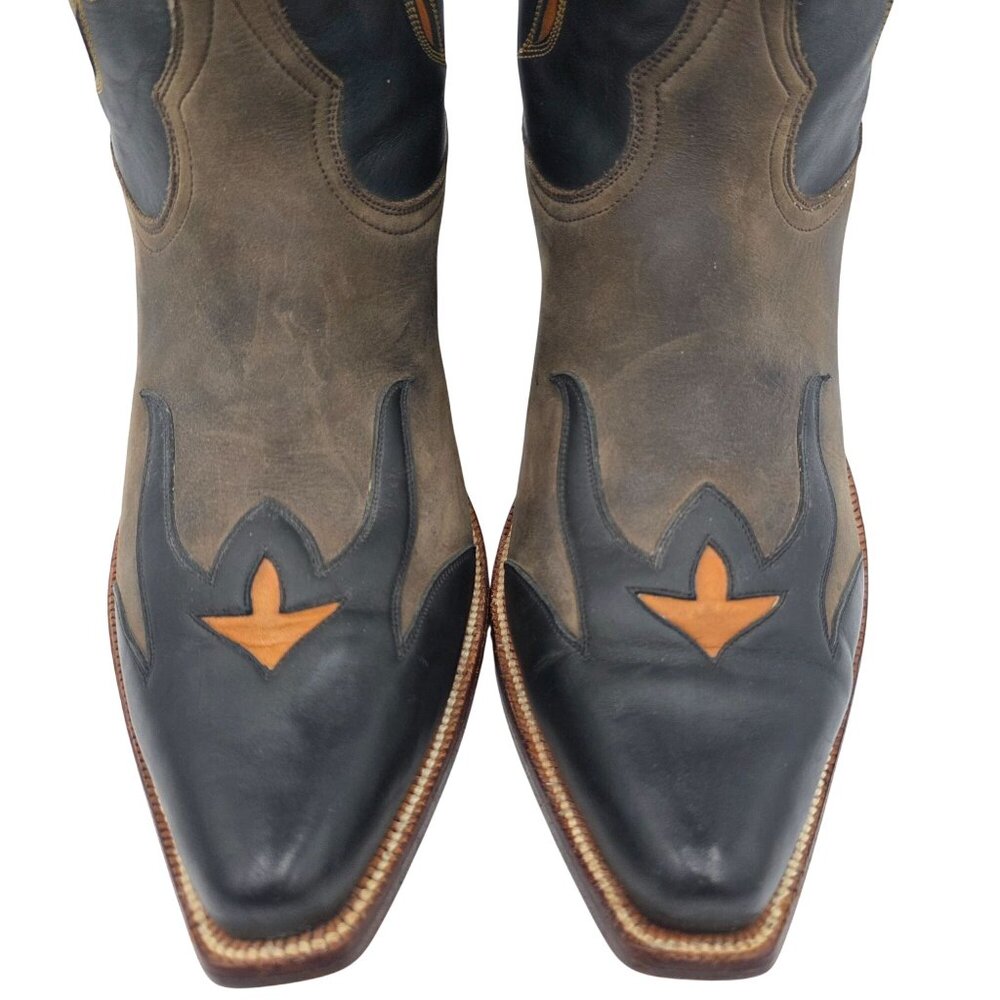 Heritage Boots Taupe Gray Orange Suede Leather Cowboy Western Boots Mens 10 CBC - Picture 7 of 16